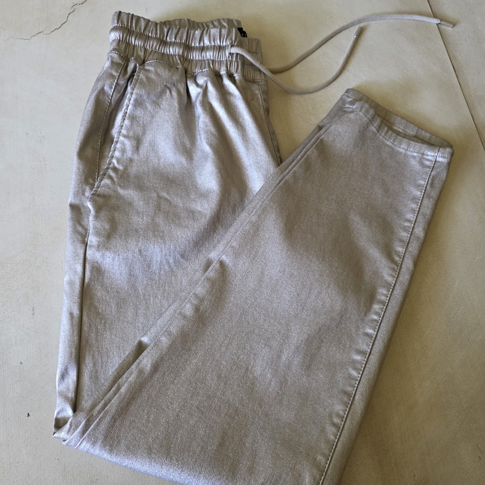 ✨ LUXE VIBES: TOXIK3 Paris Metallic Gold Joggers ✨Euro Summer. Size L